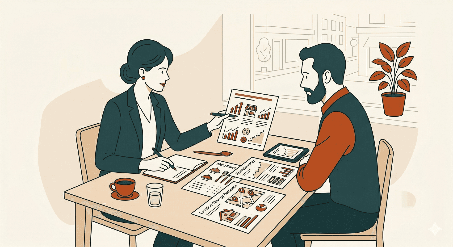 DK Agency HoReCa idarəetmə illüstrasiyası